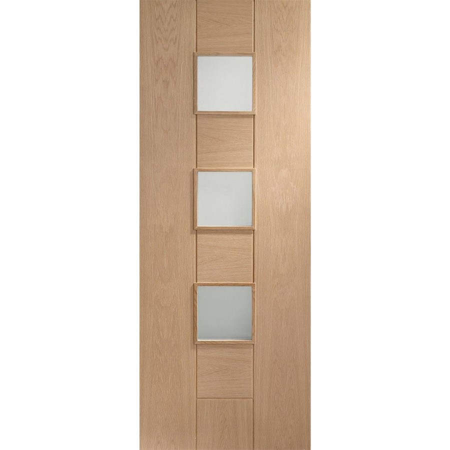 Internal Oak 3-Light Door with Opaque Glass - Unfinished - 1981 x 762 x 35mm - Messina - XL Joinery