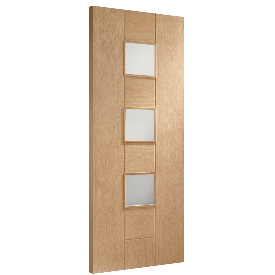 Internal Oak 3-Light Door with Opaque Glass - Unfinished - 1981 x 762 x 35mm - Messina - XL Joinery