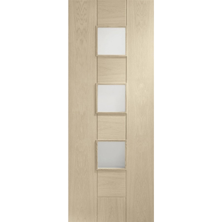 Internal Oak Messina with Obscure Glass - Unfinished, 2040 x 726 x 40 mm