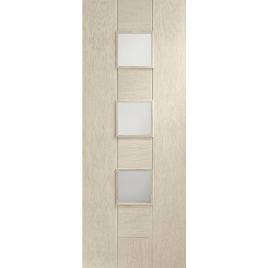 Internal Oak Messina with Obscure Glass - Unfinished, 2040 x 726 x 40 mm