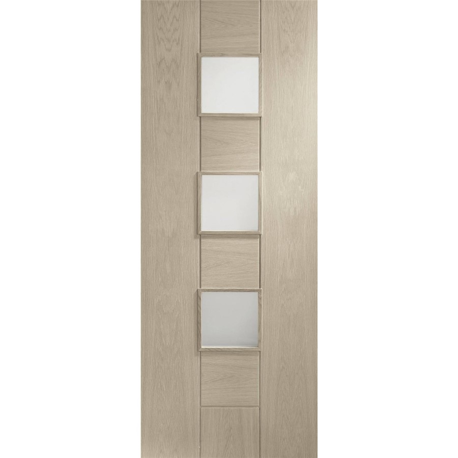 Internal Oak Messina with Obscure Glass - Unfinished, 2040 x 726 x 40 mm