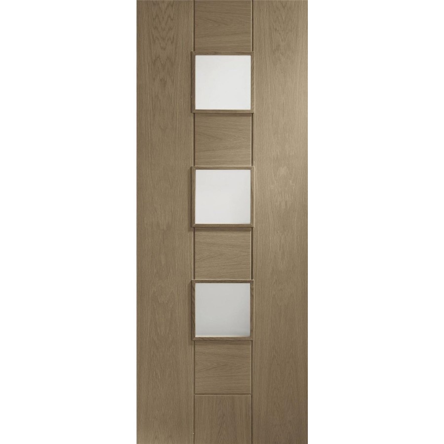 Internal Oak Messina with Obscure Glass - Unfinished, 2040 x 726 x 40 mm