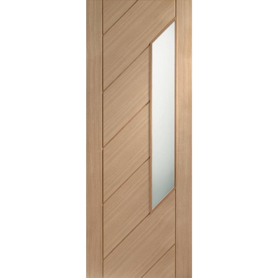 Internal Oak Glazed 1-Light Door with Opaque Glass - Unfinished - 2040 x 726 x 40mm - Monza - XL Joinery
