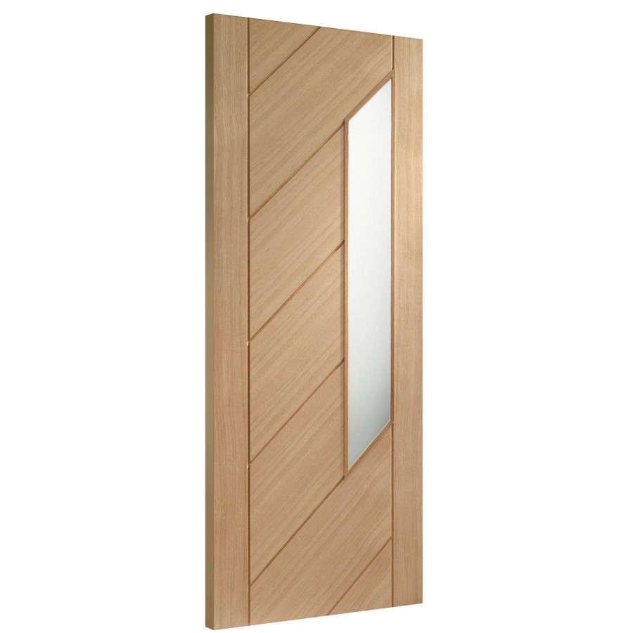 Internal Oak Glazed 1-Light Door with Opaque Glass - Unfinished - 2040 x 926 x 40mm - Monza - XL Joinery