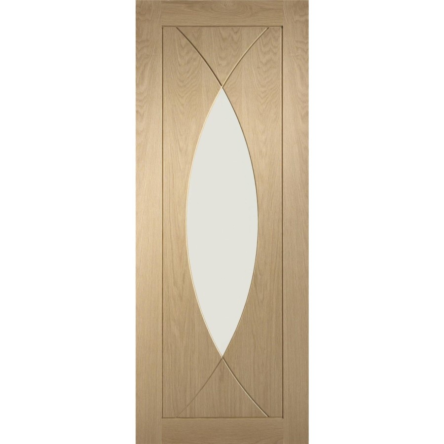 Internal Oak Glazed Door with Clear Glass - Unfinished - 2040 x 726 x 40mm - Pesaro - XL Joinery