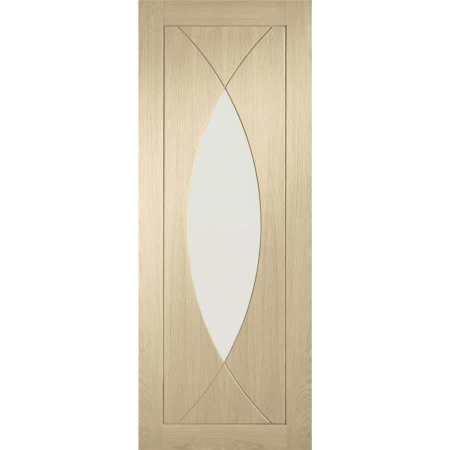 Internal Oak Glazed Door with Clear Glass - Unfinished - 2040 x 726 x 40mm - Pesaro - XL Joinery