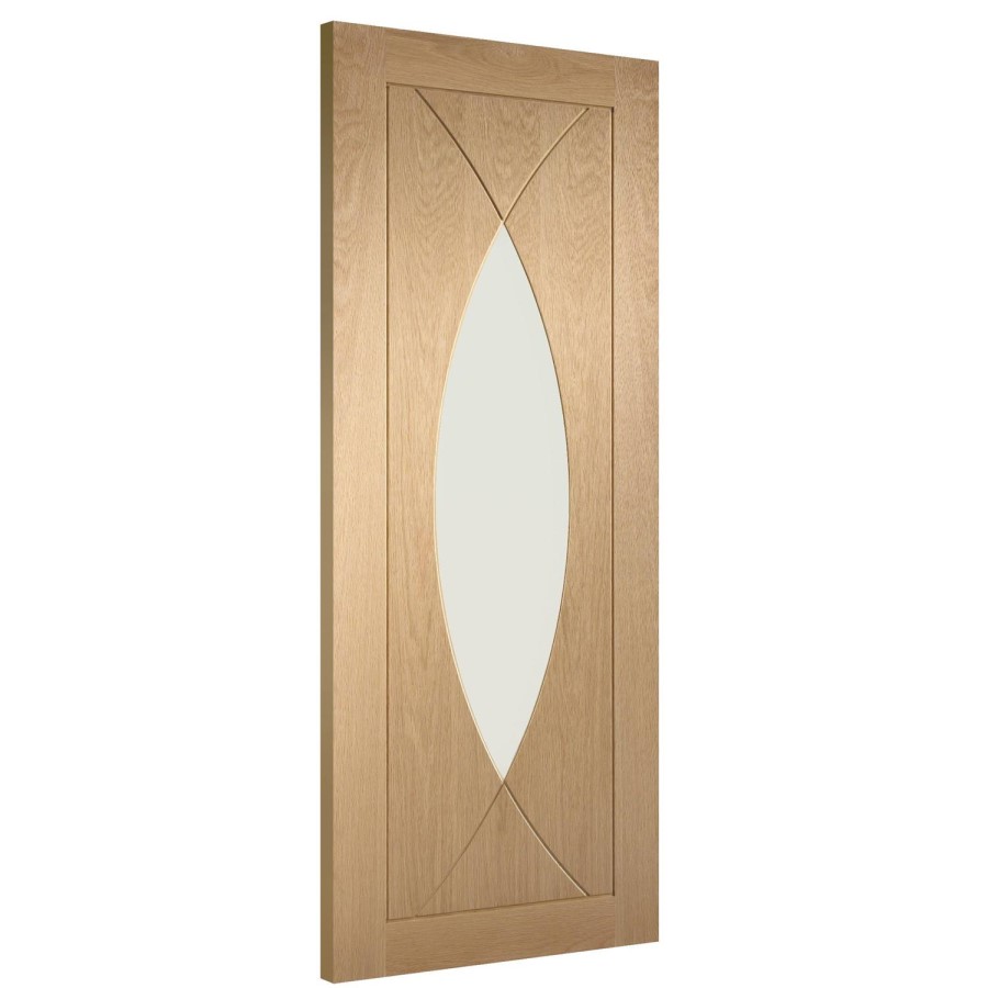 Internal Oak Glazed Door with Clear Glass - Unfinished - 2040 x 826 x 40mm - Pesaro - XL Joinery