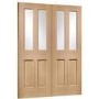 Internal Oak Malton Pair with Clear Bevelled Glass - Unfinished, 1981 x 1168 x 40 mm