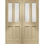 Internal Oak Malton Pair with Clear Bevelled Glass - Unfinished, 1981 x 1168 x 40 mm