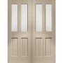 Internal Oak Malton Pair with Clear Bevelled Glass - Unfinished, 1981 x 1168 x 40 mm