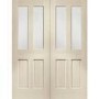 Internal Oak Malton Pair with Clear Bevelled Glass - Unfinished, 1981 x 1372 x 40 mm
