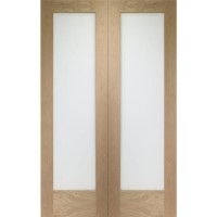 Internal Oak Pattern 10 Door Pair with Clear Glass - Unfinished, 1981 x 1168 x 40 mm