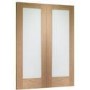 Internal Oak Pattern 10 Door Pair with Clear Glass - Unfinished, 1981 x 1220 x 40 mm