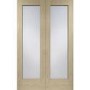 Internal Oak Pattern 10 Door Pair with Clear Glass - Unfinished, 1981 x 1220 x 40 mm