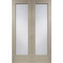 Internal Oak Pattern 10 Door Pair with Clear Glass - Unfinished, 1981 x 1220 x 40 mm