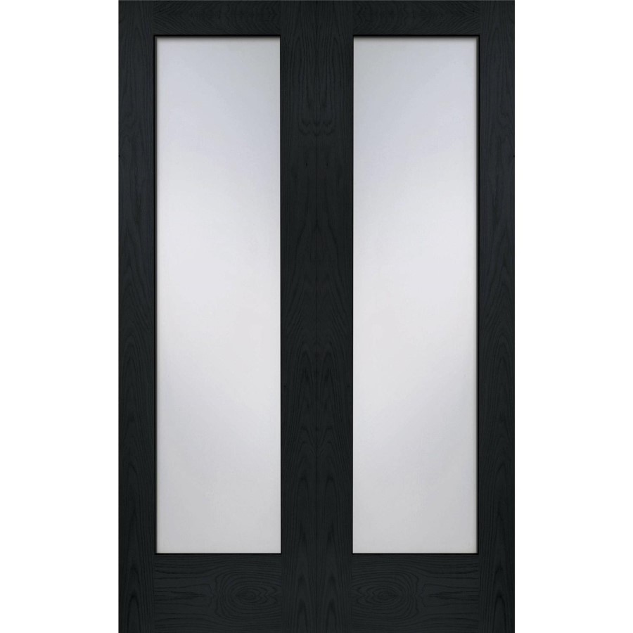 Internal Oak Fully-Glazed French Doors with Opaque Glass - Unfinished - 1981 x 1524 x 40mm - Pattern 10 - XL Joinery