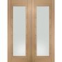 Palermo Internal Oak Rebated Door Pair with Clear Glass - Unfinished, 1981 x 1067 x 40 mm