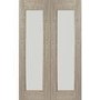 Palermo Internal Oak Rebated Door Pair with Clear Glass - Unfinished, 1981 x 1067 x 40 mm