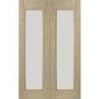 Palermo Internal Oak Rebated Door Pair with Clear Glass - Unfinished, 1981 x 1067 x 40 mm