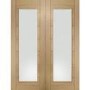 Palermo Internal Oak Rebated Door Pair with Clear Glass - Unfinished, 1981 x 1067 x 40 mm