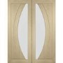 Internal Oak Salerno Pair with Clear Flat Glass - Unfinished, 1981 x 1220 x 40 mm