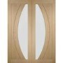 Internal Oak Salerno Pair with Clear Flat Glass - Unfinished, 1981 x 1220 x 40 mm