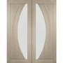 Internal Oak Salerno Pair with Clear Flat Glass - Unfinished, 1981 x 1220 x 40 mm