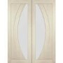 Internal Oak Salerno Pair with Clear Flat Glass - Unfinished, 1981 x 1220 x 40 mm