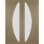 Internal Oak Salerno Pair with Clear Flat Glass - Unfinished, 1981 x 1220 x 40 mm