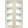 Internal Oak Shaker Door Pair with Clear Glass - Unfinished, 1981 x 1372 x 40 mm
