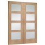 Internal Oak Shaker Door Pair with Clear Glass - Unfinished, 1981 x 1372 x 40 mm