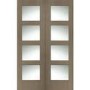 Internal Oak Shaker Door Pair with Clear Glass - Unfinished, 1981 x 1372 x 40 mm