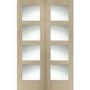 Internal Oak Shaker Door Pair with Clear Glass - Unfinished, 1981 x 1372 x 40 mm