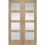 Internal Oak Shaker Door Pair with Clear Glass - Unfinished, 1981 x 1372 x 40 mm