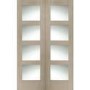 Internal Oak Shaker Door Pair with Clear Glass - Unfinished, 1981 x 1372 x 40 mm