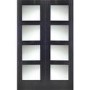 Internal Oak Shaker Door Pair with Clear Glass - Unfinished, 1981 x 1524 x 40 mm