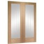 Internal Oak Suffolk Pattern 10 Pair with Clear Etched Glass - Unfinished, 1981 x 1168 x 40 mm