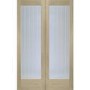 Internal Oak Suffolk Pattern 10 Pair with Clear Etched Glass - Unfinished, 1981 x 1168 x 40 mm