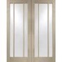 Internal Oak Worcester Pair with Clear Glass - Unfinished, 1981 x 1168 x 40 mm