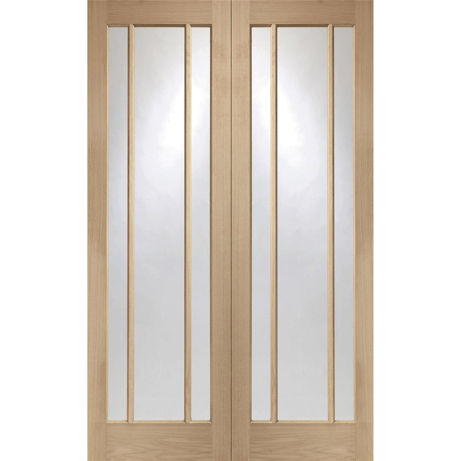 Internal Oak Glazed French Doors Clear Glass Unfinished 1981 x 1524 x 40mm Worcester