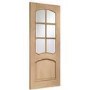 Internal Oak Riviera Door with Clear Bevelled Glass and Raised Mouldings - Unfinished, 1981 x 686 x 35 mm