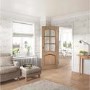 Internal Oak Riviera Door with Clear Bevelled Glass and Raised Mouldings - Unfinished, 1981 x 686 x 35 mm