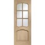 Internal Oak Riviera Door with Clear Bevelled Glass and Raised Mouldings - Unfinished, 1981 x 686 x 35 mm