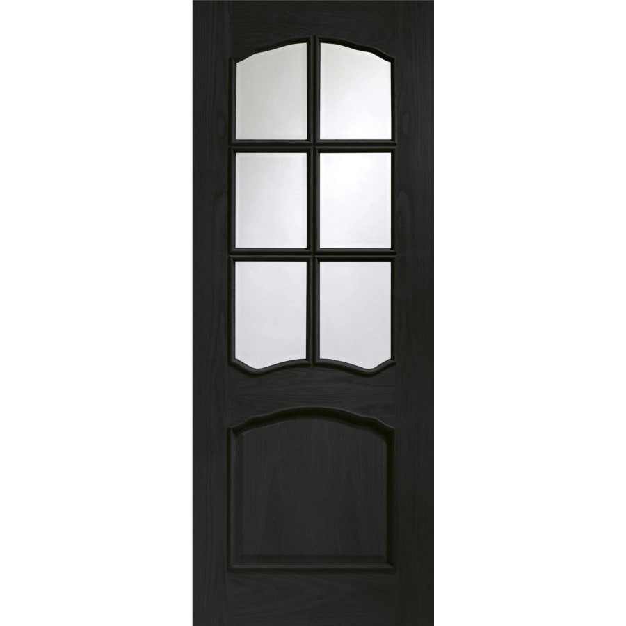 Internal Oak Riviera Door with Clear Bevelled Glass and Raised Mouldings - Unfinished, 1981 x 686 x 35 mm