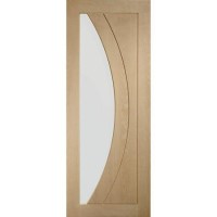 Internal Oak Salerno with Clear Glass Fire Door - Unfinished, 1981 x 762 x 44 mm