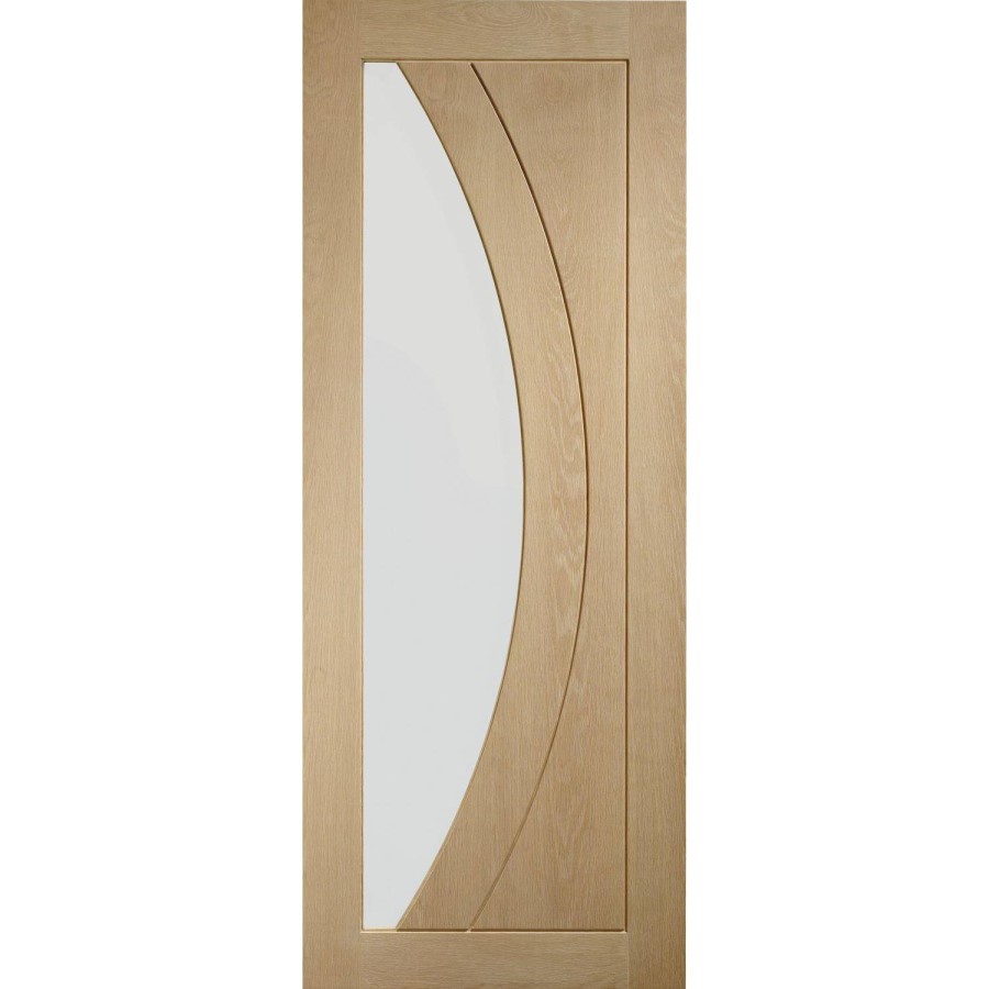 Internal Oak Salerno with Clear Glass Fire Door - Unfinished, 1981 x 762 x 44 mm