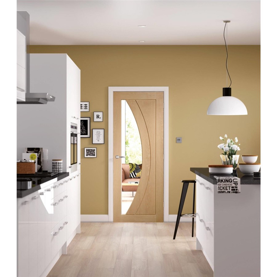Internal Oak Glazed Door with Clear Glass - Unfinished - 1981 x 762 x 35mm - Salerno - XL Joinery