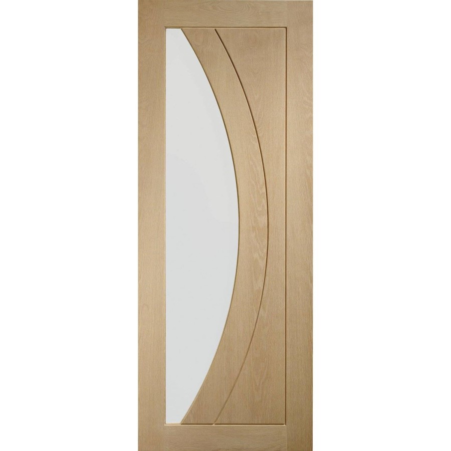 Internal Oak Salerno with Clear Glass Fire Door - Unfinished, 1981 x 838 x 44 mm