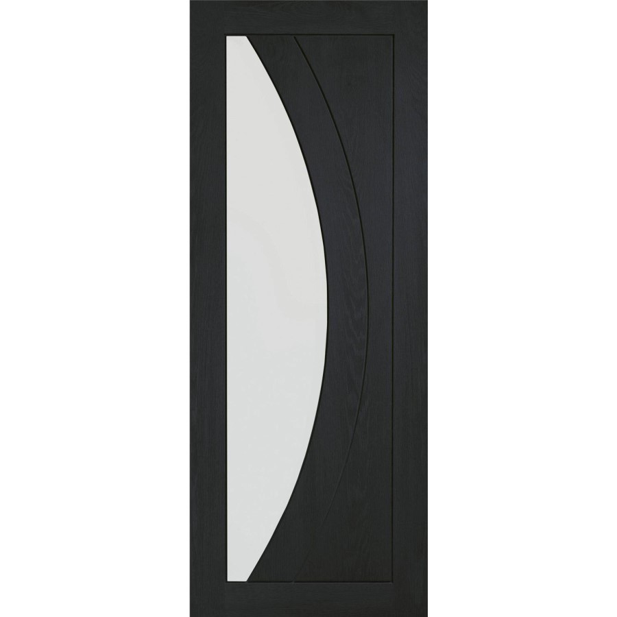 Internal Oak Salerno with Clear Glass Fire Door - Unfinished, 1981 x 838 x 44 mm