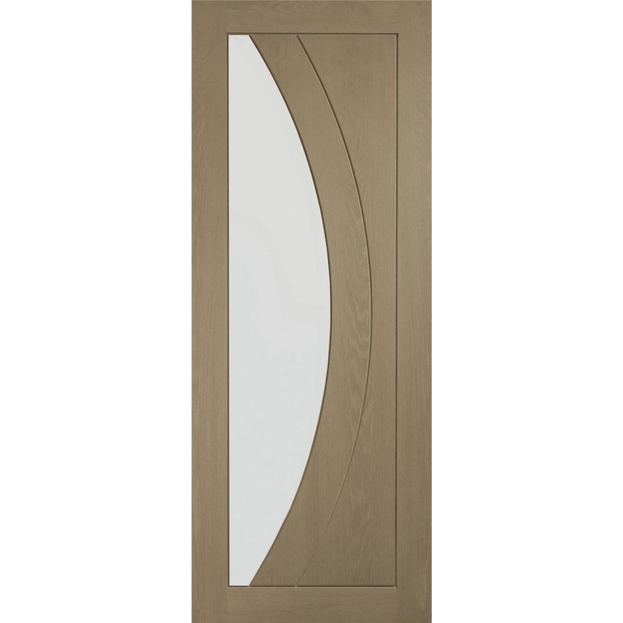 Internal Oak Salerno with Clear Glass - Unfinished, 1981 x 838 x 35 mm